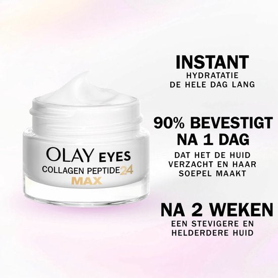 Olay Collagène Peptide 24 Max - Crème pour les yeux - Au collagène peptide et à la niacinamide - Sans parfum - 15 ml