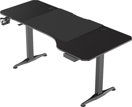 VDD Gaming - Bureau - Bureau gaming - Bureau assis-debout - Réglable en hauteur électriquement - Bureau assis-debout - Bureau gaming - Bureau gaming - Table d'ordinateur - 160 x 75 cm - Noir - Hauteur maximale 117 cm