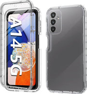Podec 2-in-1 Case with screen protector suitable for Samsung Galaxy A14 Transparent Phone Case - Anti-Shock Case Cover