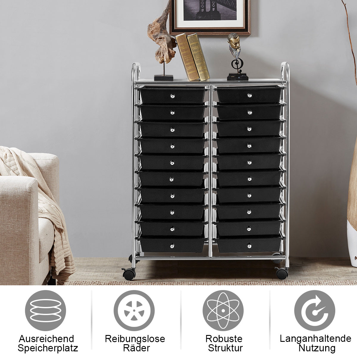 Coasttrolleys met laden Rollecontainer Badkamer Roller Wagons badkamer trolley zwart