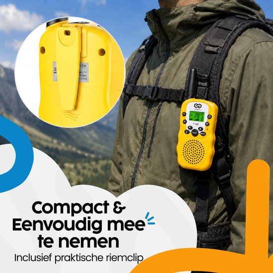Talkie-walkie Infinity Goods - Pour enfants et adultes - Lot de 3 - Piles incluses - Portée de 3 km - Bleu, rose et jaune