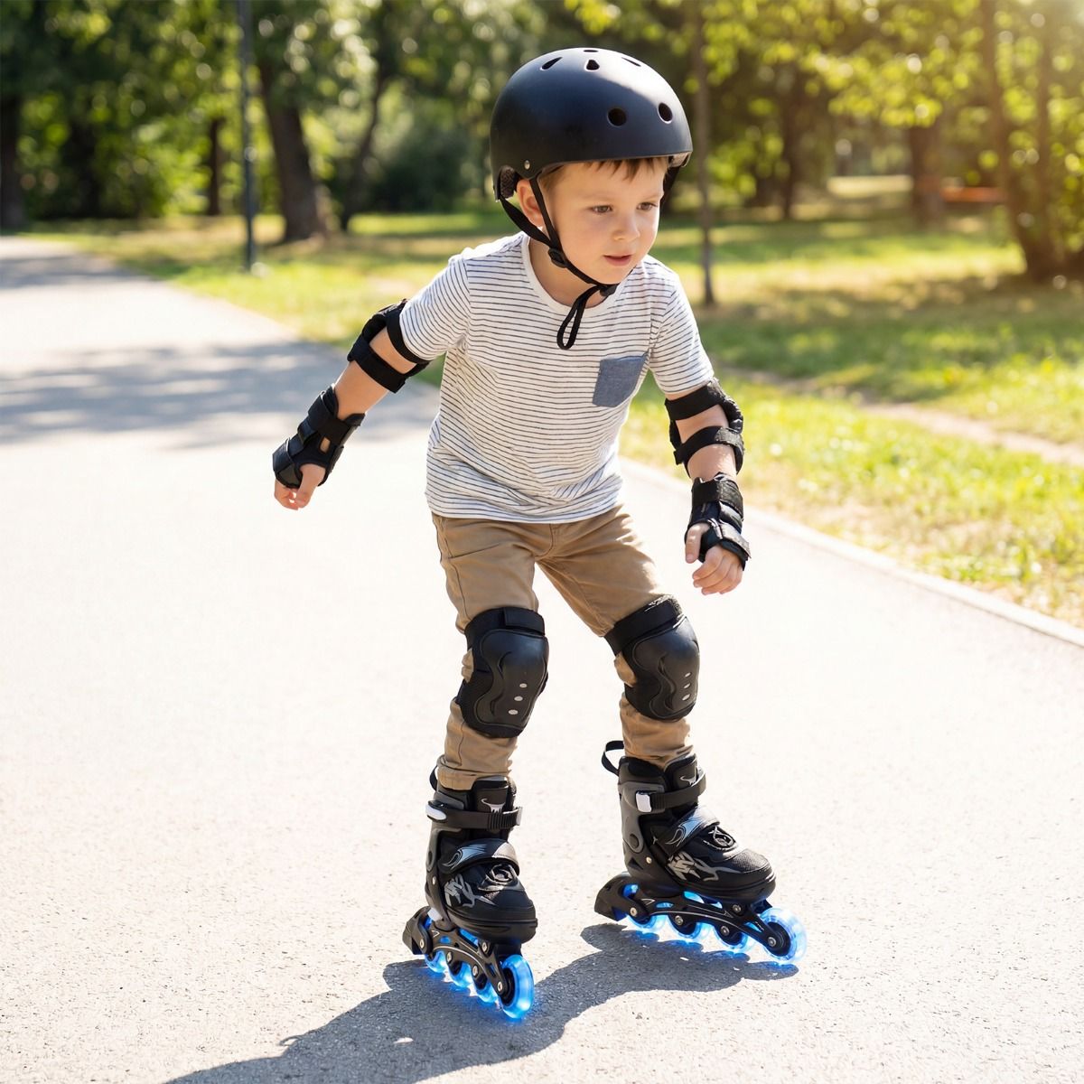 Rollers pour enfants Coast - Réglables sur 4 positions - Roues à LED - gris