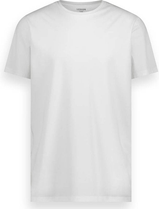 T-shirt pour homme LEBASQ - 3 packs - avec col ras du cou - Extra long - Convient comme sous-maillot -  Taille M - Coton - Blanc
