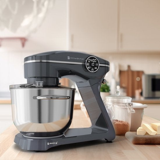 Robot de cuisine KitchenBrothers - Affichage tactile et minuterie - 6L - 1800W - Aluminium - Anthracite