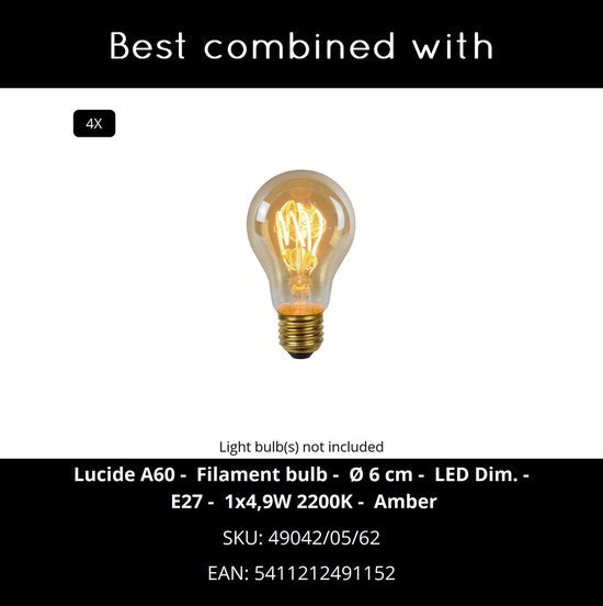 Lucide MAYA - Suspension - 4xE27 - Beige - Japandi