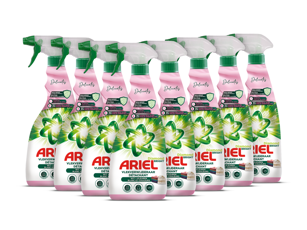 Spray détachant Ariel Delicate & Wool – 8 x 750 ml – Pour la laine, la soie et les vêtements colorés