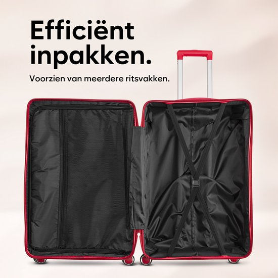 SKYCASES Travelin' Charm Hand Luggage Suitcase - 40L - Numerical Lock - 35x21x54 cm - Lightweight & Durable - Includes Free Pouch - Red V2