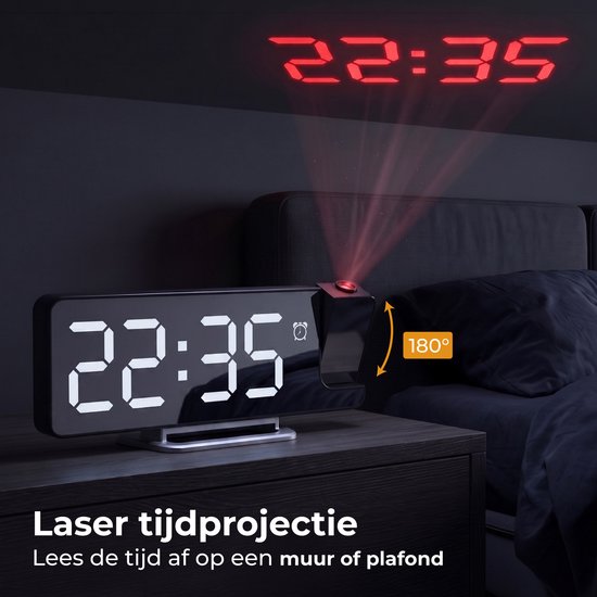 Réveil numérique Nuvance avec projection - Horloge numérique pour chambre à coucher - Fonction snooze - Réveils numériques - Réveil