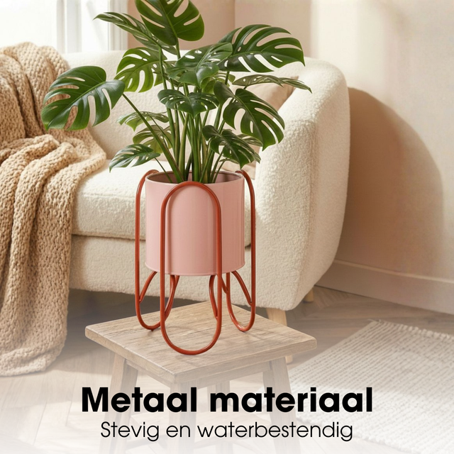 Mica Decorations Donau : grand pot de fleurs sur pied - 1 pièce - 25 x 22 x 45 cm - fer - rose
