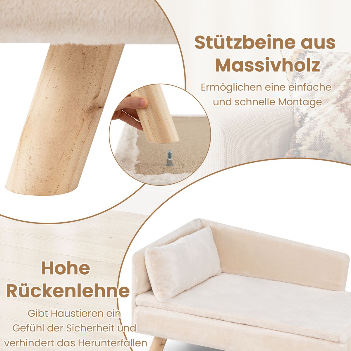 Canapé pour animaux de compagnie Coast - modèle surélevé - pour chiens et chats de petite et moyenne taille - blanc