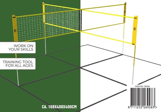 Umbro Sportnet - Kit de jeux - 168 x 400 cm - 4 compartiments - Filet de volley-ball - Badminton - Footvolley - Crossnet - Noir/Jaune