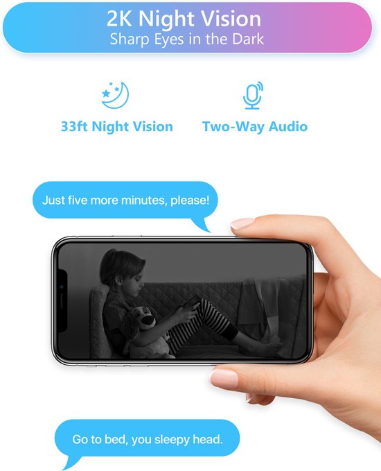 Fuegobird ZOSI C518 Caméra IP d'intérieur - 3MP - Fonction interphone - Caméra de sécurité - Caméra pour animaux - Caméra pour bébés - Compatible avec WIFI 2.4G/5G - Fonctionne avec application - Blanc