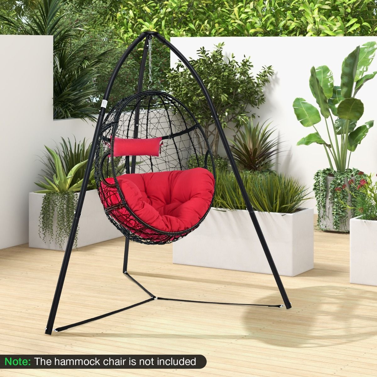 Coast Hanging Basket Stand Black 200 x 218 cm - Support de balançoire en métal lourd avec trépied - Charge utile 200 kg