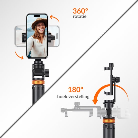 une journée ensoleillée Trépied pour téléphone - Trépied Smartphone - Trépied Smartphone - Selfie Stick Trépied - Trépied Téléphone - Trépied iPhone - Trépied iPhone - Support pour téléphone - Jusqu'à 180 cm - Trépied pour GoPro