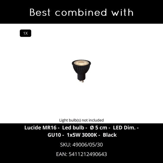 Lucide TUBE - Spot de plafond (lampe de plafond) - Ø 9,6 cm - 1xGU10 - Noir
