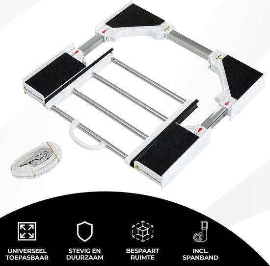 Vonia Spacer Washer Dryer - Stacking Kit Washer Dryer - Universal - Adjustable - Extendable Towel Holder - White