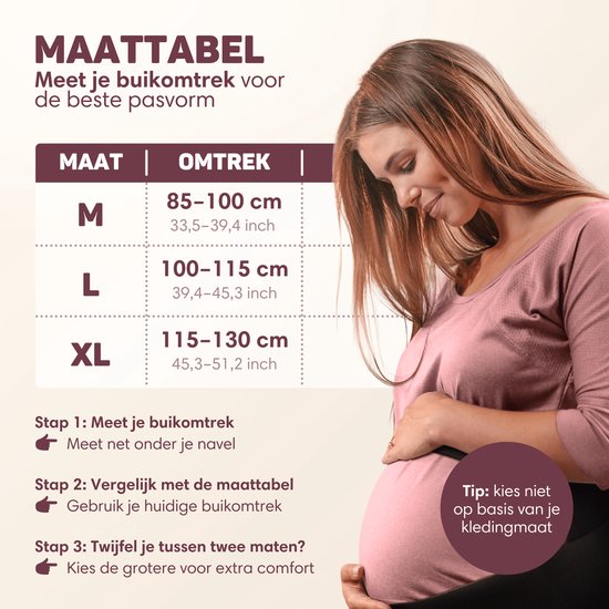 Vulpes Goods® Babycare - Bande abdominale de grossesse - Ceinture de grossesse ajustable - Bande abdominale de grossesse - Invisible et respirante - Soutien abdominal et dorsal - Taille M - Bande pelvienne - Ceinture de grossesse - Soutien pelvien - Sac d