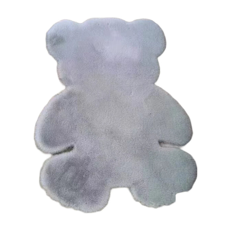 Tapis de sol en forme d'ours, motif fourrure de lapin - Gris - 70 x 90 cm - Antidérapant