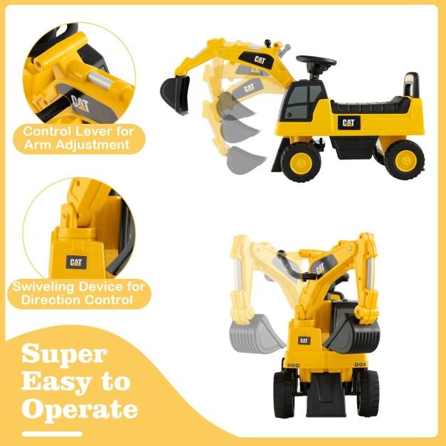Coast Toy excavateur pour enfants - Véhicule de construction avec godet rotatif - 1-3 ans - Maximum 25KG - Jaune