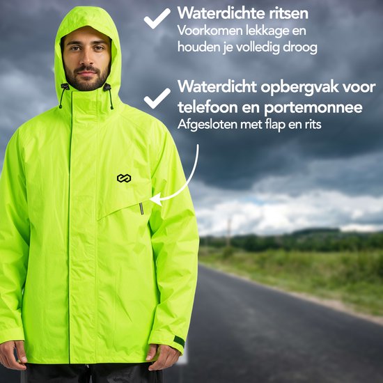 Infinity Goods Combinaison de pluie Nikki - Femme et Homme - Taille M - Imperméable et respirante - Réfléchissante - Jaune fluo