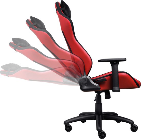 Trust GXT 714R Ruya - Fauteuil gaming ergonomique - Accoudoirs 3D - Tissu respirant et cuir PU - Jusqu'à 150 kg - Rouge