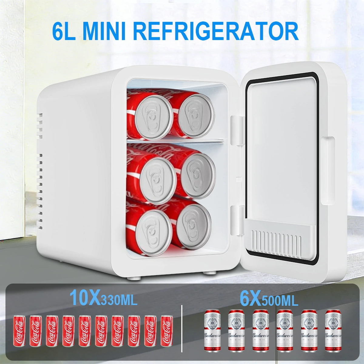 Mini-réfrigérateur de voiture EAFC - 6 L - Chauffage et refroidissement - Miroir LED - 12 V
