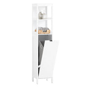 SoBuy Meuble colonne de salle de bain - 2 étagères - 1 panier à linge - 30 x 30 x 145 cm - Blanc