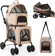 Poussette pour chien Coast 3-en-1 - Beige - Pliable - 53 x 84 x 105 cm