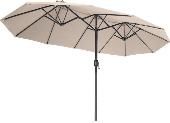 tectake® - Parasol double Silia - Parasol de terrasse - Parasol XXL - Housse de protection incluse - beige - 404253