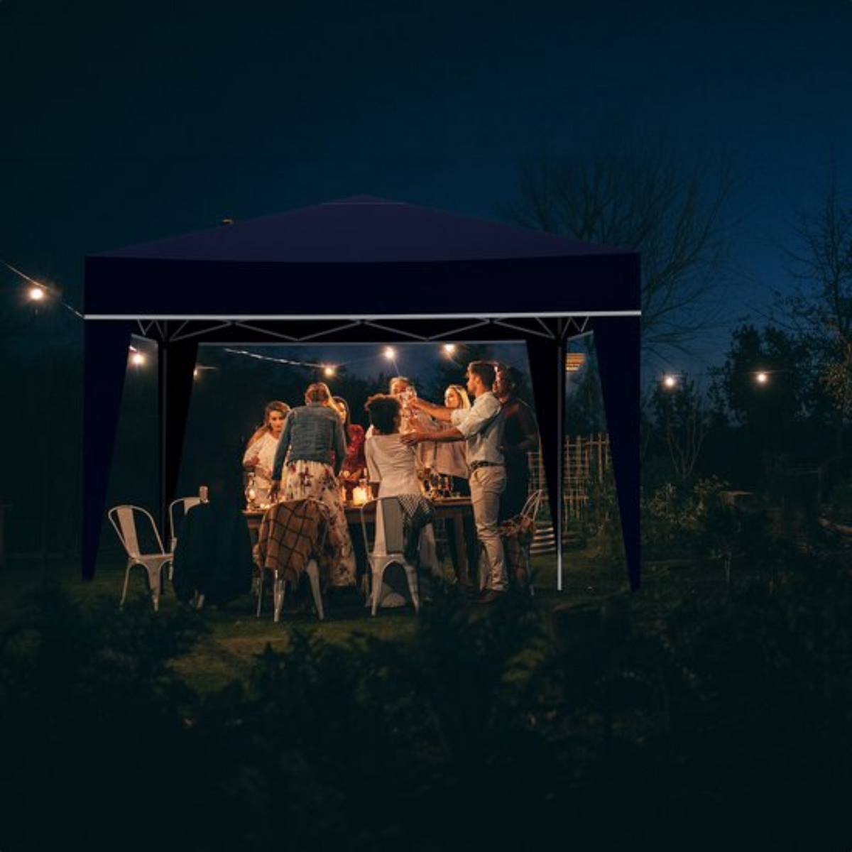 Tonnelle de jardin - LifeGoods - 3x3 m - Pavillon - Pliable - Imperméable - Avec sac de transport - Bleu