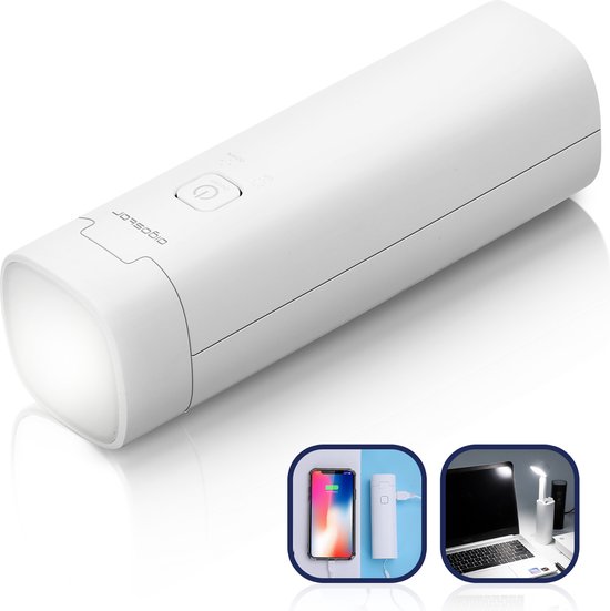 Aigostar Ivory - Lampe de bureau LED - Intensité réglable - Chargeur USB - 3 niveaux de luminosité - Pliable - Avec support pour téléphone - Blanc