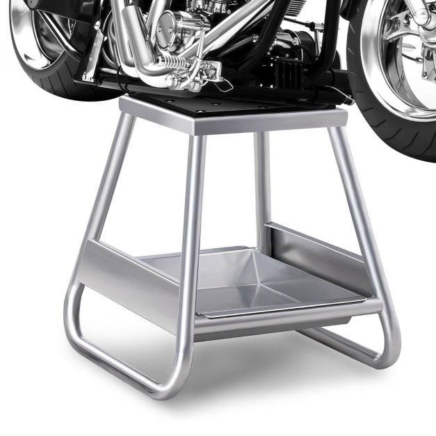 Béquille de levage pour moto Coast Cross - Surface antidérapante & bac de récupération d'huile inclus - max 450 kg - 40 x 40 x 42 cm - Silver