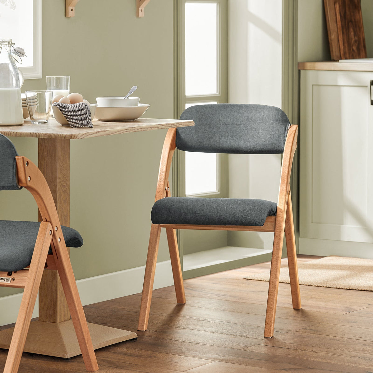 SoBuy Chaise pliante en bois avec assise rembourrée - 47x57x79 cm - Bois de hêtre