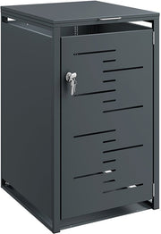 Armoire à poubelles SoBuy - Armoire à poubelles en métal gris foncé avec serrure et porte perforée - Toit rabattable | OGS63-DG