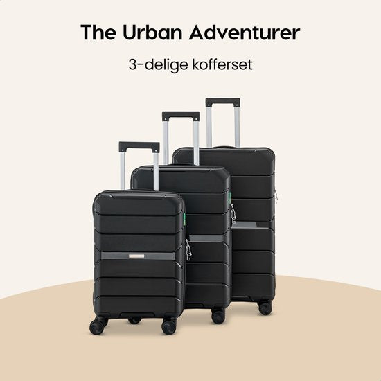 SKYCASES Urban Adventurer - Valise bagage à main - Serrure à chiffres - 44x27x66cm - 44L - Valise de voyage avec serrure de valise - Roues pivotantes - Noir