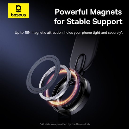 Baseus C02 Go - Support magnétique pour téléphone à fixer sur le tableau de bord - Compatible avec MagSafe - Pliable - Réglable - Noir