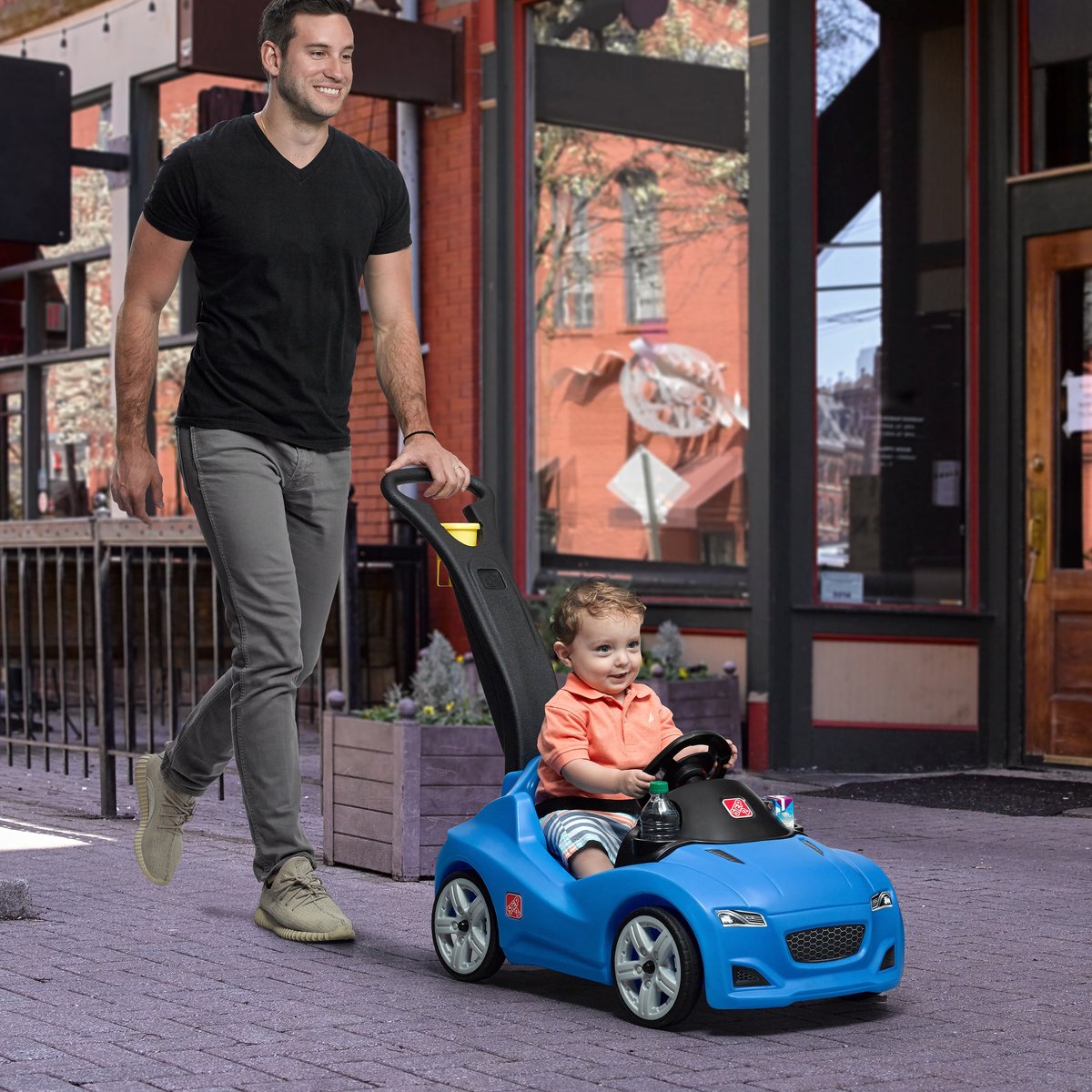 Step2 Whisper Ride Cruiser Runabout en Bleu - Poussette / Runabout avec barre de poussée - Pour les enfants à partir de 1,5 ans