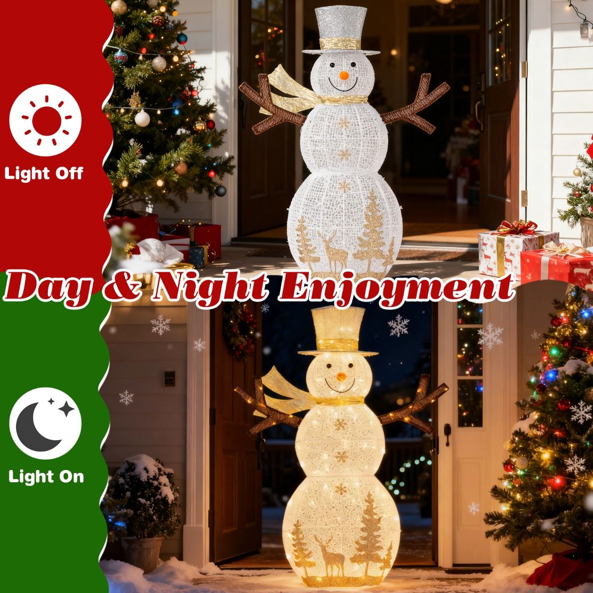 Décoration de Noël « Bonhomme de neige » Coast LED - 100 ampoules LED blanc chaud - 141 cm de haut - avec chapeau et écharpe - blanc