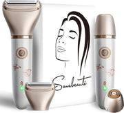 Rasoir féminin 2 en 1 + 2 têtes de rasage supplémentaires - Visage - Aisselles - Jambes - Maillot - Rasoir Femme - Epilateur électrique - Epilateur Femme - Tondeuse Femme - Zone intime Poils pubiens - Rasoir Féminin Bikini