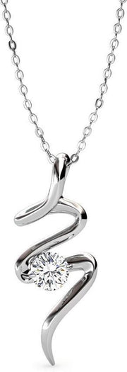 Yolora Collier femme avec pendentif - Cristal Kalpa Camaka - Argent - Plaqué or blanc 18K