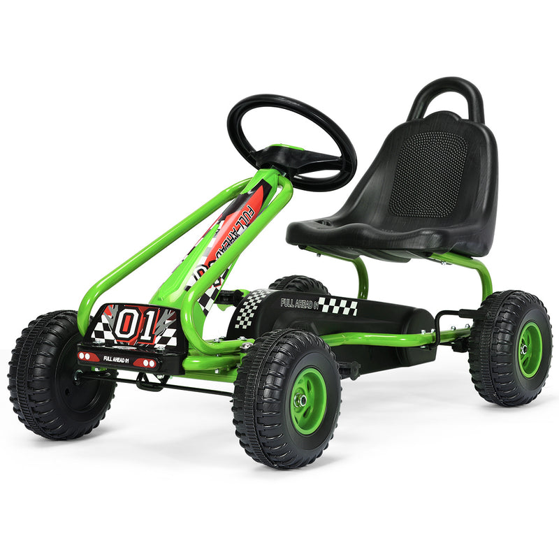 Coast Pedal Go Kart avec siège réglable 4 roues Voiture à pédales 92 x 50 x 53 cm vert + noir