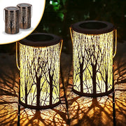 Goliving Lampe de table solaire Oasis - Lampe d'extérieur - 2 pièces - Lanterne d'extérieur - Lampe de jardin solaire - Lampe d'extérieur LED - Lampe à suspension - 20 cm - Métal - Bronze
