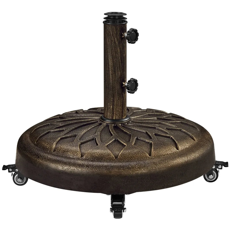 Pied de parasol Yaheetech Ø 50,6 cm - Bronze - Pied de parasol mobile pour mâts de 34/38/48 mm