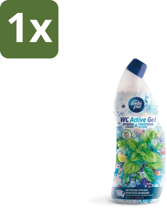 Ambi Pur - Nettoyant pour toilettes - WC Active Gel - Menthe et jasmin - 750 ml - 1 pièce