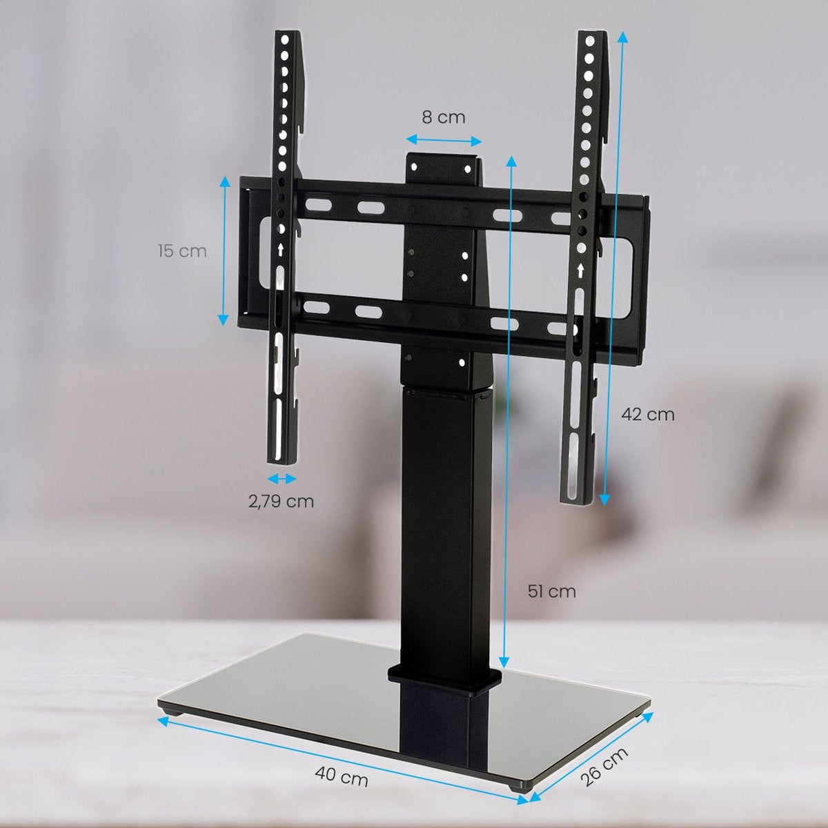 Auronic TV Stand - Pied TV - Rotatif - Réglable - Inclinable - 26 à 55 pouces - Noir
