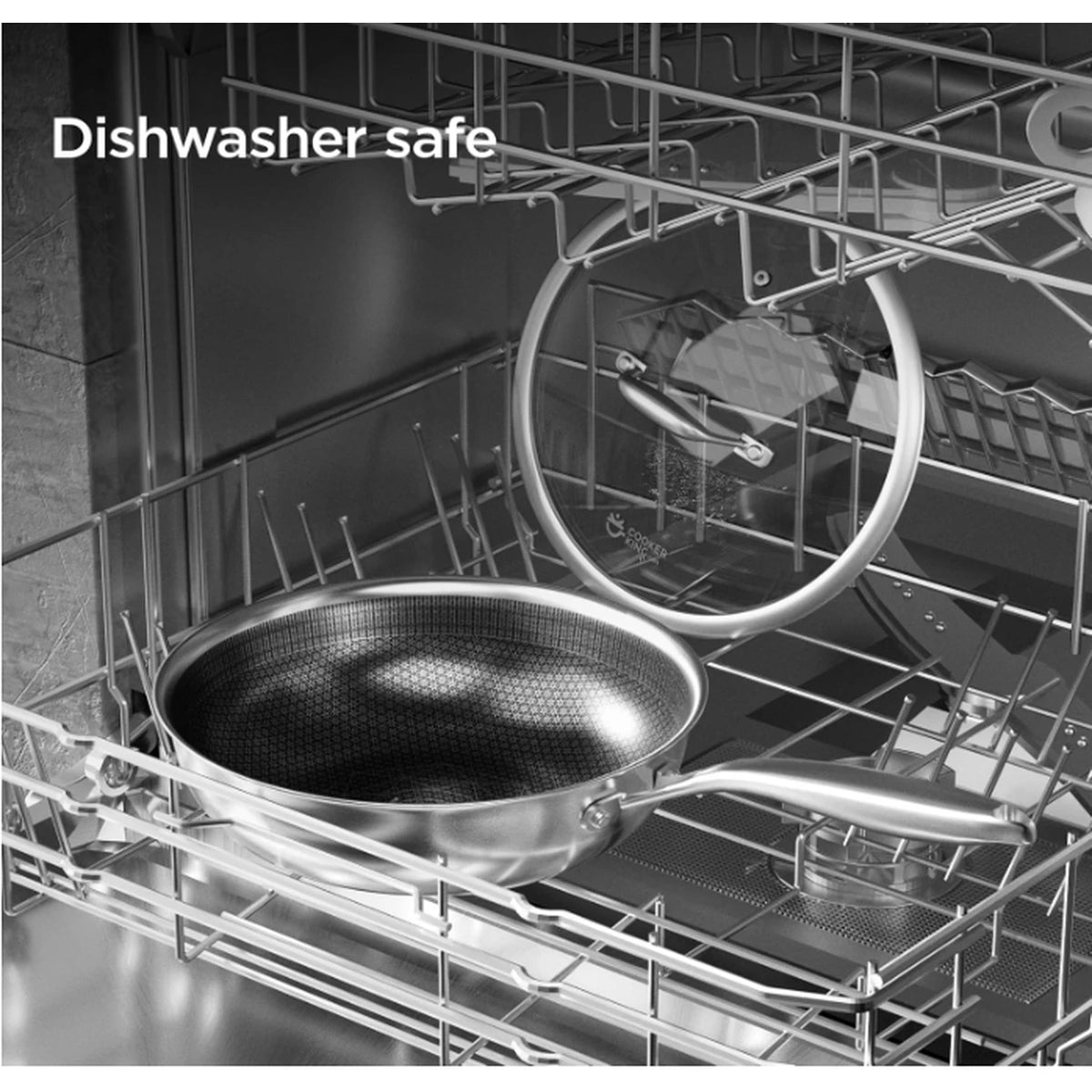 Poêle wok COOKER KING - 26 cm - acier inoxydable à 3 couches - revêtement antiadhésif