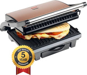 Grill de table Bestron - ASW113CO - 1 000 W - Appareil à croque-monsieur - Surface de cuisson 25 x 17 cm - Cuivre