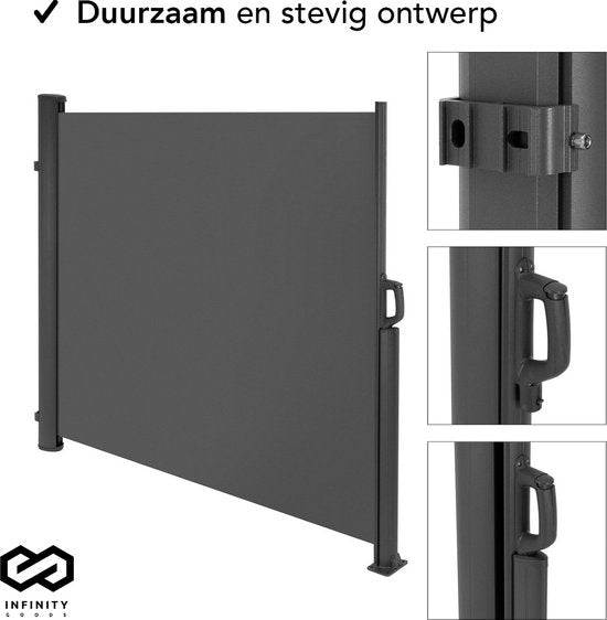 Brise-vent extensible Infinity Goods - 300 x 140 cm - Anthracite – Enroulable – Extensible – Protection contre le vent et le soleil – Intimité pour le jardin, le balcon, la plage et la terrasse