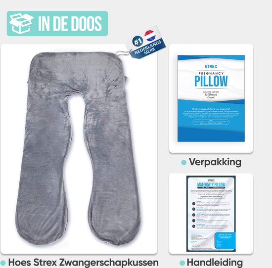 Housse pour coussin de grossesse Strex - Gris - Compatible avec le modèle Strex SP189