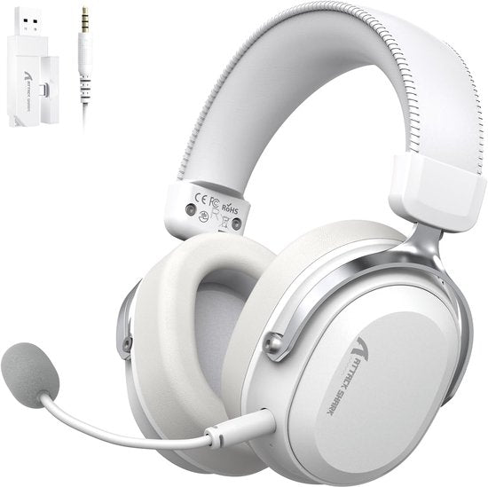 Casque de jeu sans fil ATTACK SHARK L30PRO - Son surround 7.1 - Haut-parleurs de 50 mm - Faible latence de 20 ms - Microphone amovible avec réduction du bruit - Armature en alliage d'aluminium - Connectivité tri-mode - Casque circum-auriculaire - Blanc